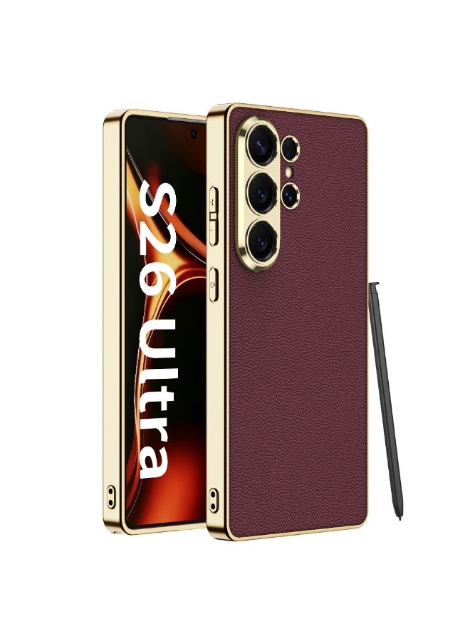 GKK Luxury Leather Slim protection cover For Samsung Galaxy S26 Ultra (2026) Metallic Paint Soft Edge Protective Case with Magsafe Wireless Charger and non-slip edges - Image 1